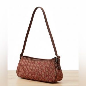 Vintage Fossil Retro Women's Red and Brown Monogram Y2K Boho Shoulder Bag